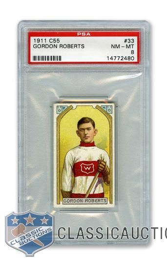 1911-12 Imperial Tobacco C55 #33 HOFer Gordon "Doc" Roberts - Graded PSA 8 - Highest Graded!