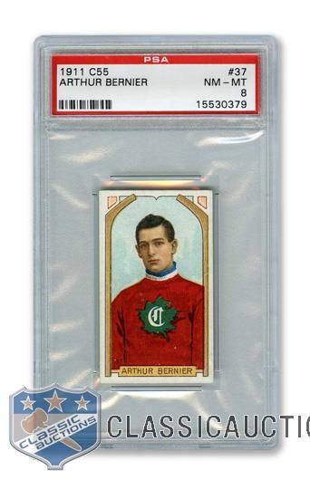 1911-12 Imperial Tobacco C55 #37 Arthur "Art" Bernier - Graded PSA 8 - Highest Graded!