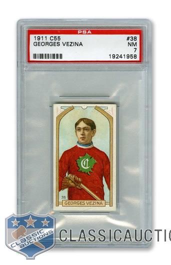 1911-12 Imperial Tobacco C55 #38 HOFer Georges "Chicoutimi Cucumber" Vezina - Graded PSA 7