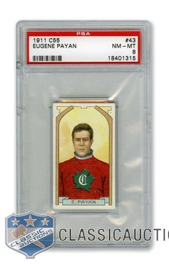 1911-12 Imperial Tobacco C55 #43 Eugene Payan RC - Graded PSA 8