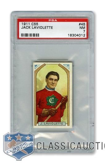 1911-12 Imperial Tobacco C55 #45 HOFer Jean-Baptiste "Jack" Laviolette - Graded PSA 7