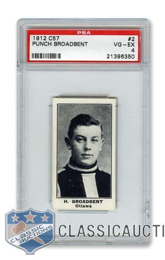 1912-13 Imperial Tobacco C57 #2 HOFer Harry "Punch" Broadbent RC - Graded PSA 4