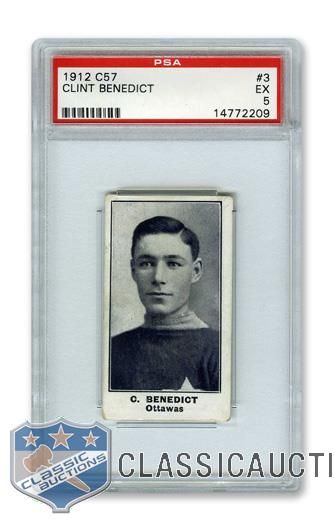 1912-13 Imperial Tobacco C57 #3 HOFer Clint "Praying Benny" Benedict RC - Graded PSA 5