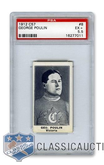 1912-13 Imperial Tobacco C57 #8 George "Skinner" Poulin - Graded PSA 5.5
