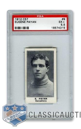 1912-13 Imperial Tobacco C57 #9 Eugene Payan - Graded PSA 5.5