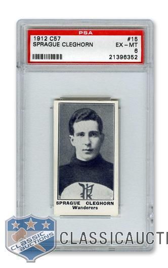 1912-13 Imperial Tobacco C57 #15 HOFer Sprague "Peg" Cleghorn - Graded PSA 6