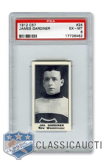 1912-13 Imperial Tobacco C57 #24 HOFer James "Jimmy" Gardiner - Graded PSA 6