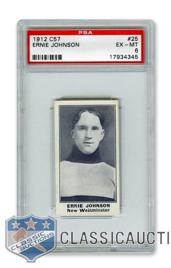 1912-13 Imperial Tobacco C57 #25 HOFer Ernie "Moose" Johnson - Graded PSA 6