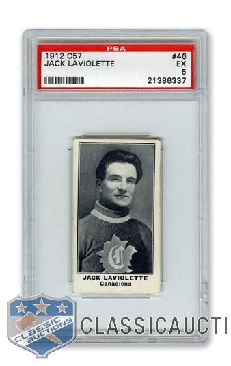 1912-13 Imperial Tobacco C57 #46 HOFer Jean-Baptiste "Jack" Laviolette - Graded PSA 5