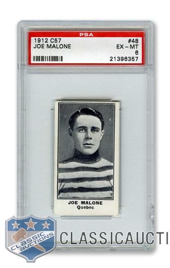 1912-13 Imperial Tobacco C57 #48 HOFer Joe "Phantom Joe" Malone - Graded PSA 6 - Highest Graded!