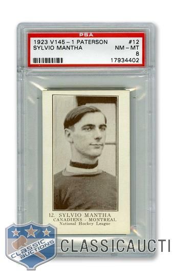 1923-24 William Paterson V145-1 #12 HOFer Sylvio Mantha RC - Graded PSA 8 - Highest Graded!