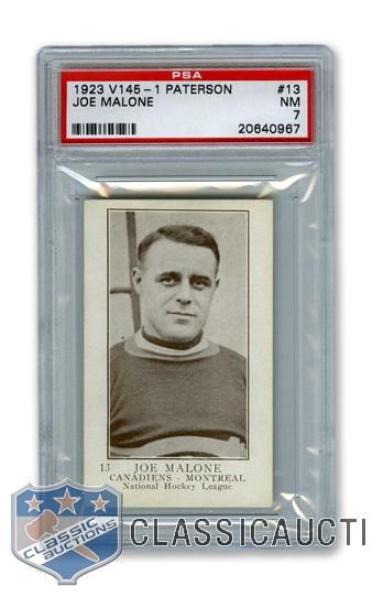 1923-24 William Paterson V145-1 #13 HOFer Joe "Phantom Joe" Malone - Graded PSA 7 - Highest Graded!