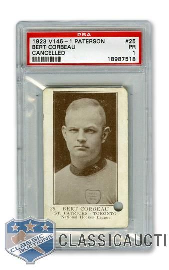 1923-24 William Paterson V145-1 #25 Bert "Pig Iron" Corbeau RC (cancelled) Short Print <br>- Graded PSA 1 - Highest Graded!
