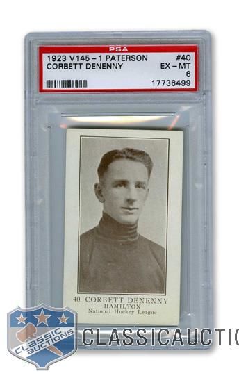 1923-24 William Paterson V145-1 #40 Corbett "Corb" Denneny RC - Graded PSA 6 - Highest Graded!