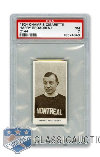 1924-25 Champs Cigarettes C144 HOFer Harry "Punch" Broadbent - Graded PSA 7 - Highest Graded!