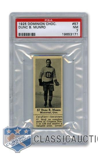 1925 Dominion Chocolate #57 Dunc Munro - Graded PSA 7 - Highest Graded!