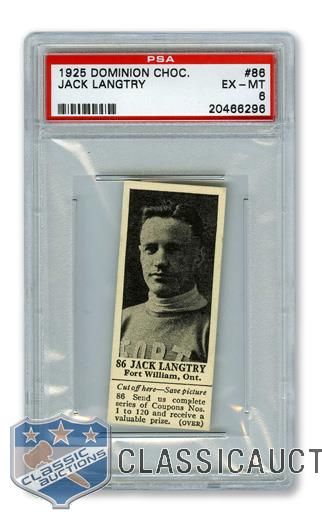 1925 Dominion Chocolate #86 Jack Langtry - Graded PSA 6