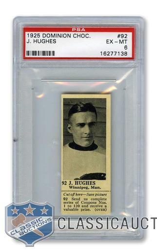 1925 Dominion Chocolate #92 Jack Hughes - Graded PSA 6