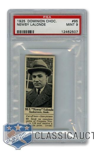 1925 Dominion Chocolate #95 HOFer Edouard "Newsy" Lalonde - Graded PSA 9 - Highest Graded!