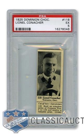 1925 Dominion Chocolate #118 HOFer Lionel "The Big Train" Conacher RC - Graded PSA 5