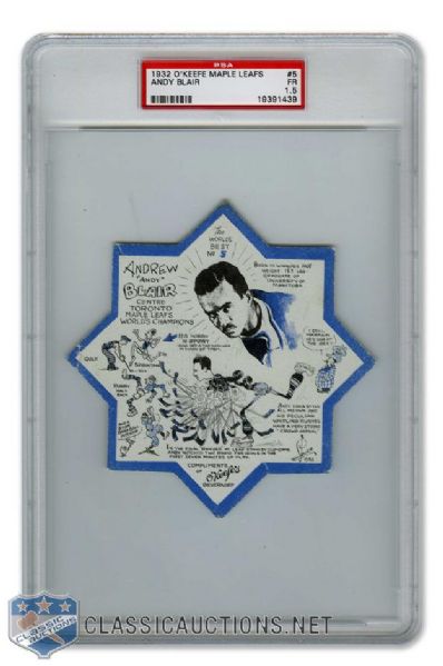 1932-33 OKeefes Coaster #5 Andrew "Andy" Blair - Graded PSA 1.5 - Highest Graded!