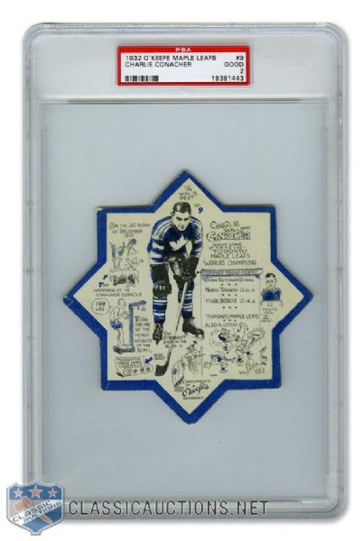 1932-33 OKeefes Coaster #9 HOFer Charlie "The Big Bomber" Conacher - Graded PSA 2 - Highest Graded!