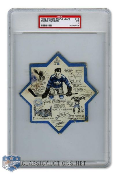 1932-33 OKeefes Coaster #12 Frank "The Shawville Express" Finnigan - Graded PSA 1