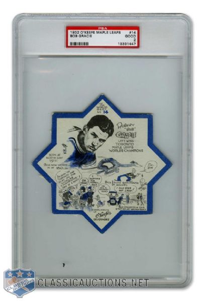 1932-33 OKeefes Coaster #14 Robert "Bob" Gracie - Graded PSA 2 - Highest Graded!