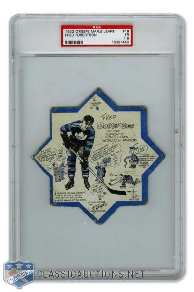 1932-33 OKeefes Coaster #18 Frederick "Fred" Robertson - Graded PSA 1.5 - Highest Graded!