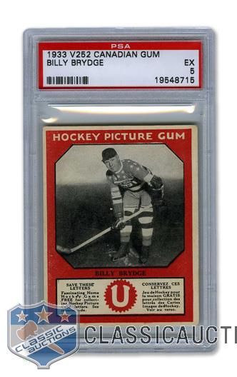 1933-34 Canadian Gum V252 Billy Brydge RC - Graded PSA 5