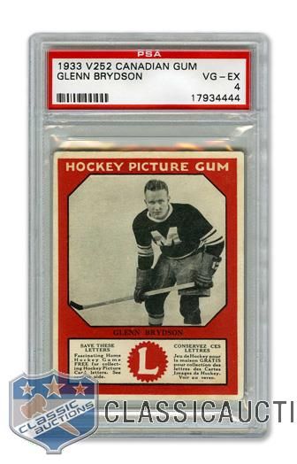 1933-34 Canadian Gum V252 Glenn "Swampy" Brydson RC - Graded PSA 4