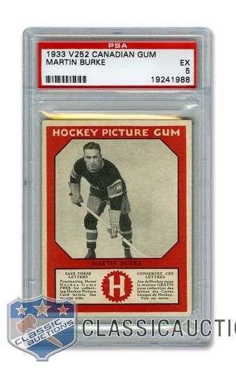 1933-34 Canadian Gum V252 Marty Burke RC - Graded PSA 5