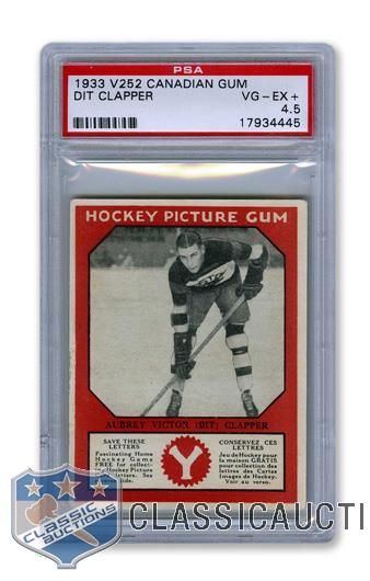 1933-34 Canadian Gum V252 HOFer Aubrey "Dit" Clapper RC - Graded PSA 4.5