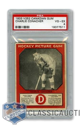 1933-34 Canadian Gum V252 HOFer Charlie "The Big Bomber" Conacher RC - Graded PSA 4