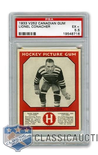 1933-34 Canadian Gum V252 HOFer Lionel "The Big Train" Conacher RC - Graded PSA 5.5