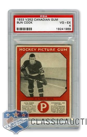 1933-34 Canadian Gum V252 HOFer Frederick "Bun" Cook RC - Graded PSA 4