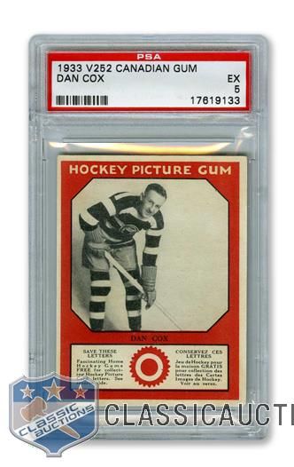 1933-34 Canadian Gum V252 Dan "Silent Danny" Cox RC - Graded PSA 5