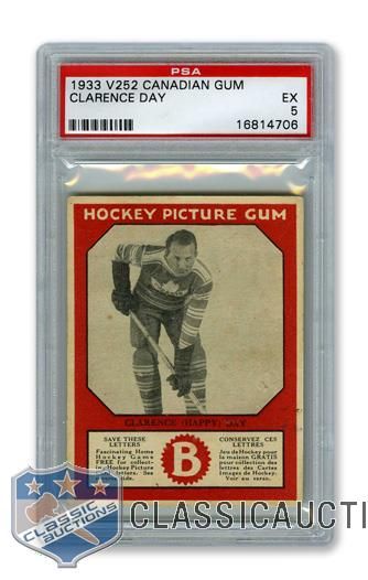 1933-34 Canadian Gum V252 HOFer Clarence "Hap" Day - Graded PSA 5