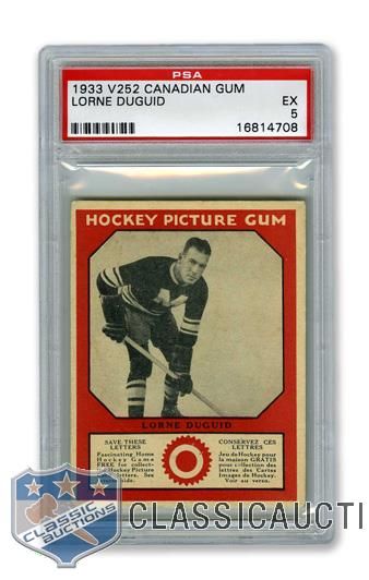 1933-34 Canadian Gum V252 Lorne Duguid RC - Graded PSA 5