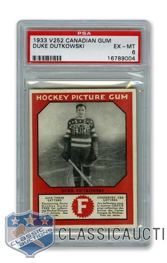 1933-34 Canadian Gum V252 Joseph "Duke" Dutkowski RC - Graded PSA 6 - Highest Graded!