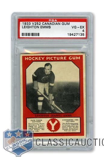 1933-34 Canadian Gum V252 Leighton "Happy" Emms RC - Graded PSA 4