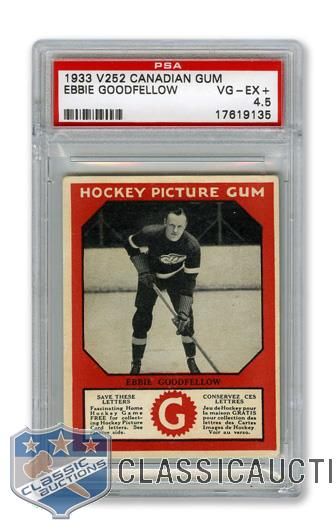 1933-34 Canadian Gum V252 HOFer Ebbie "Poker Face" Goodfellow RC - Graded PSA 4.5