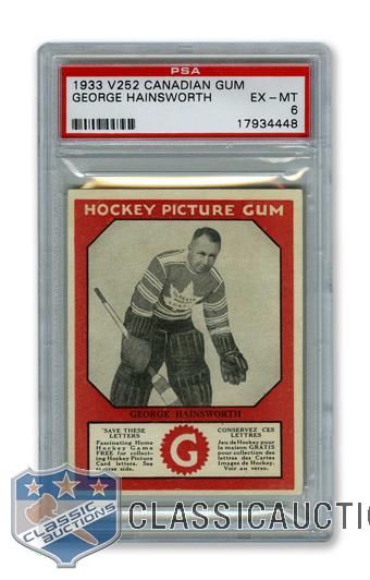 1933-34 Canadian Gum V252 HOFer George Hainsworth RC - Graded PSA 6 - Highest Graded!