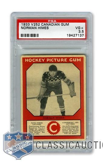 1933-34 Canadian Gum V252 Norman "Normie" Himes RC - Graded PSA 3.5