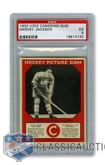 1933-34 Canadian Gum V252 HOFer Harvey "Busher" Jackson RC - Graded PSA 5