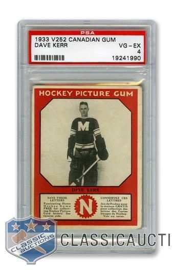 1933-34 Canadian Gum V252 Dave Kerr RC - Graded PSA 4