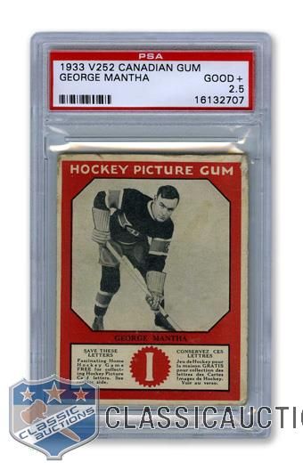 1933-34 Canadian Gum V252 Georges Mantha RC - Graded PSA 2.5