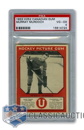 1933-34 Canadian Gum V252 Murray "Iron Man" Murdoch RC - Graded PSA 4