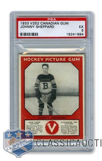 1933-34 Canadian Gum V252 Johnny "Jake" Sheppard RC - Graded PSA 5 - Highest Graded