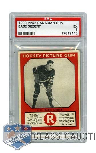 1933-34 Canadian Gum V252 HOFer Albert "Babe" Siebert RC - Graded PSA 5